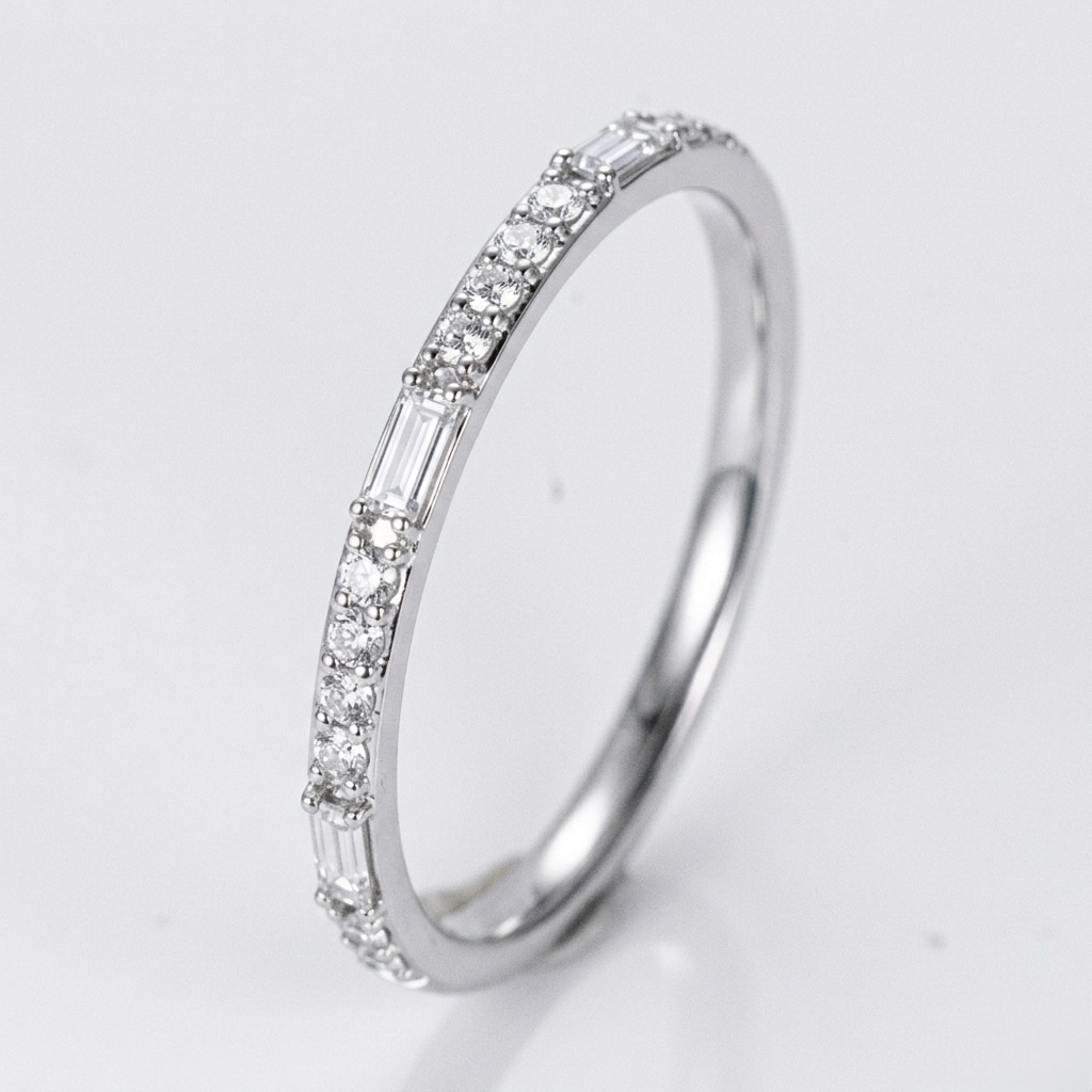 Baguette and Round Diamond Eternity Band