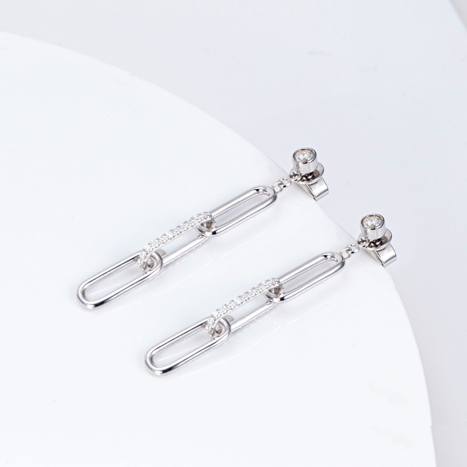 Diamond Link Drop Earrings