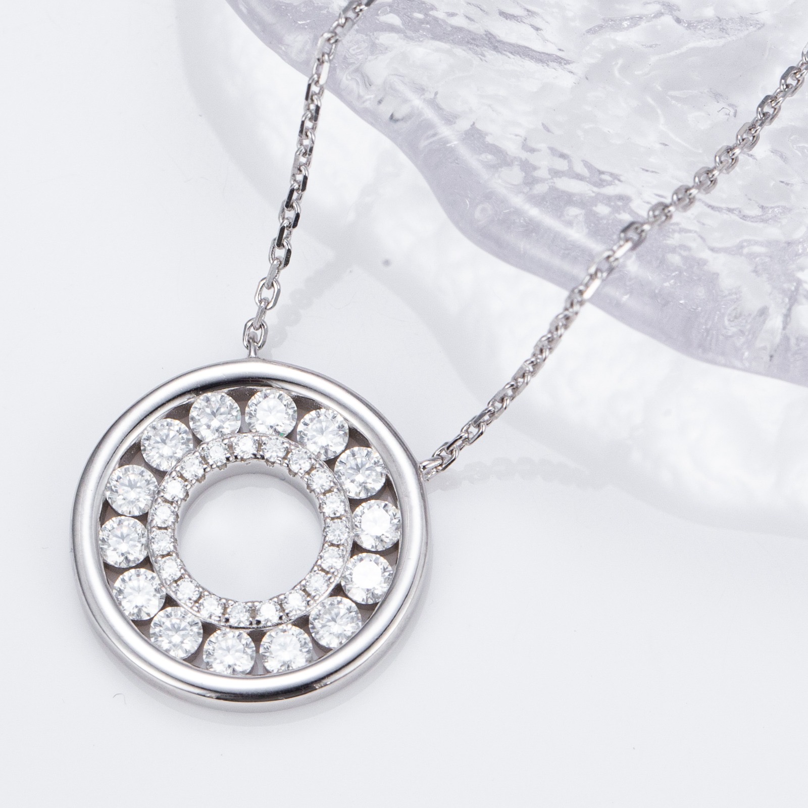 Silver Eternity Necklace with Moissanite